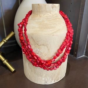 Red Beaded Statement Necklace